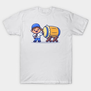 Cute Boy Hitting Bedug Drum With Stick T-Shirt